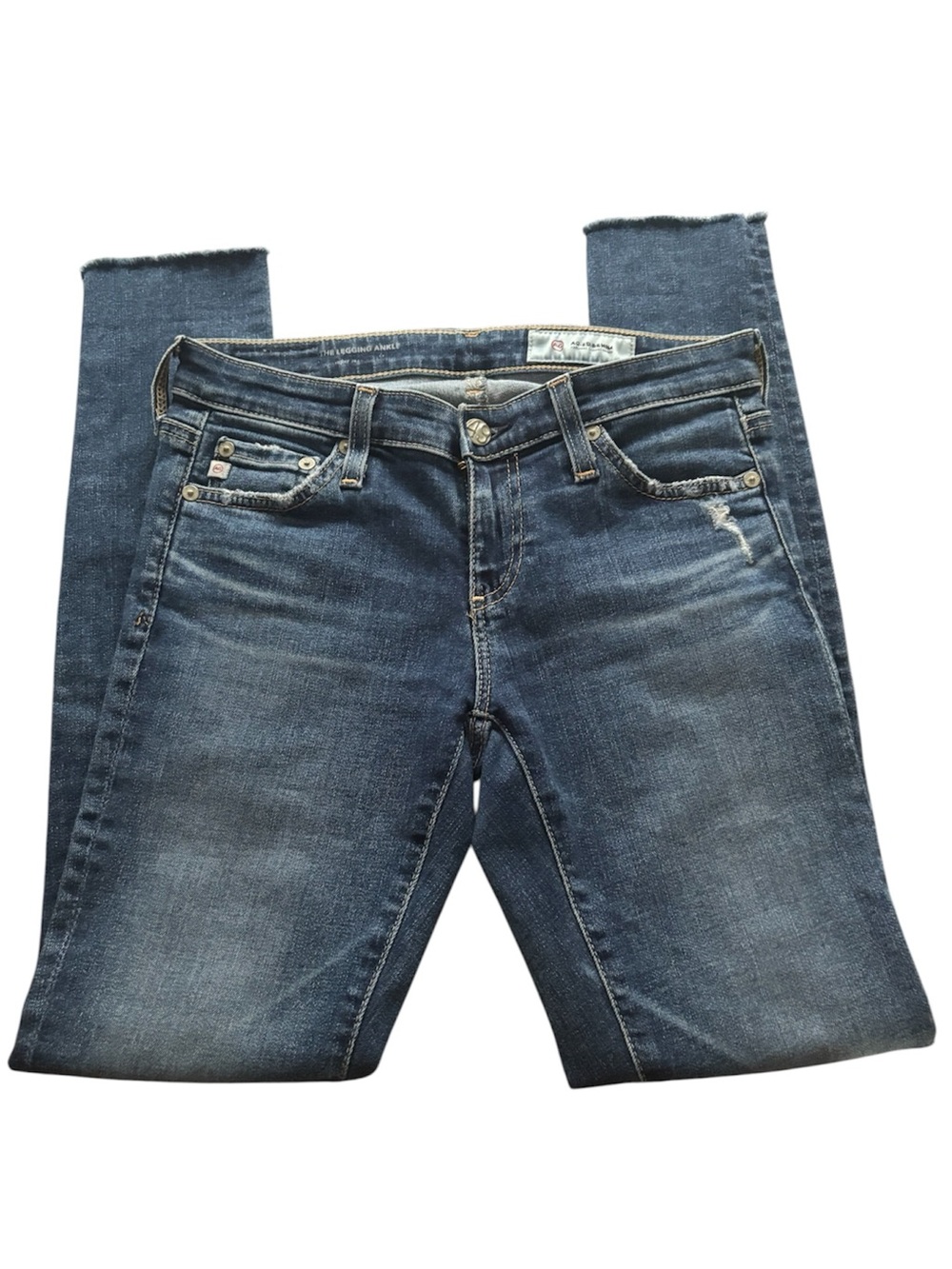 AG Adriano Goldschmied The Legging Ankle Jeans Raw Hem Size 25R